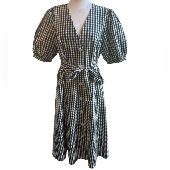 Tommy Hilfiger Gingham Cotton Button Down Short Sleeve Tie Waist Navy/White 8 - Picture 4 of 13